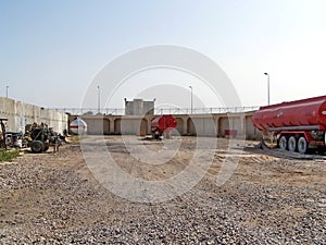 Fuel tankers on a military camp in Iraq