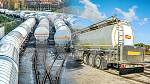 Fuel tankers . Tank for the carriage of liquid and dangerous goods photo