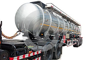 Fuel trailer tanker truck on isolate white background