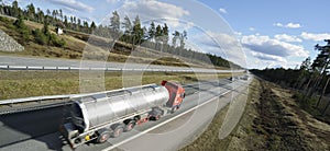 Fuel truck in blurred motion