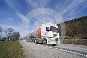 Fuel truck in blurred motion