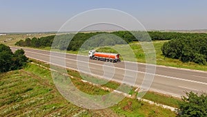 Fuel Truck Driving On Country Road