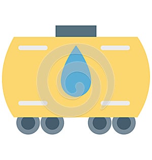 Fuel Truck Isolated Color Vector icon that can be easily modified or edit