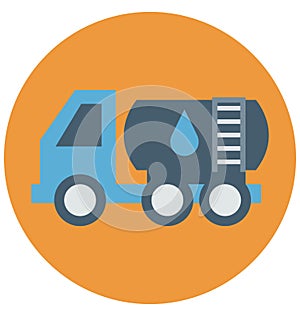 Fuel Truck Isolated Color Vector icon that can be easily modified or edit
