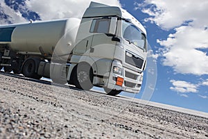 Fuel truck semitrailer delivers fuel