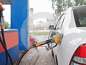 Fueling the car with gasoline