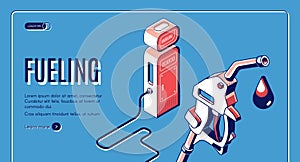 Fueling, gas, gasoline, diesel station isometric