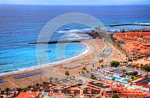 Fuente beach De Las Vistas from the air, Canary island, Tenerife