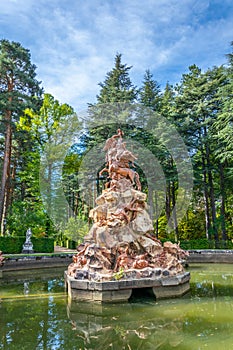 Fuente de la fama fountain in garden of la Granja de San Ildefonso in Spain photo