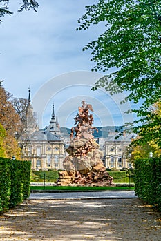 Fuente de la fama fountain in garden of la Granja de San Ildefonso in Spain photo