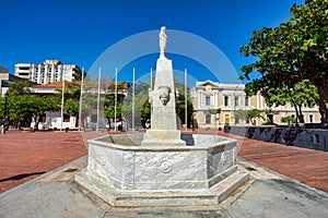 Fuente De Las Cuatro Caras, Plaza de Bolivar Santa Marta. Magdalena Department. Colombia photo
