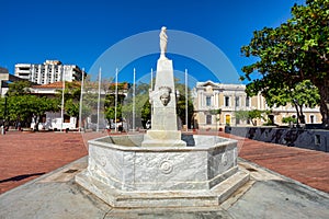 Fuente De Las Cuatro Caras, Plaza de Bolivar Santa Marta. Magdalena Department. Colombia