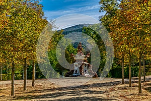 Fuente de las tazas bajas fountain at la Granja de San Ildefonso in Spain