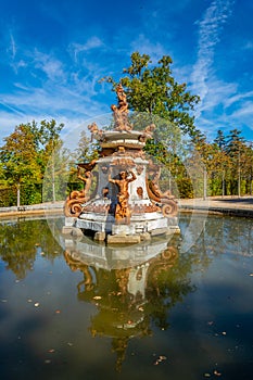 Fuente de las tazas bajas fountain at la Granja de San Ildefonso in Spain