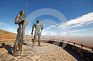 Fuerteventura - Bronze statues of two kings Ayose and Guise at t