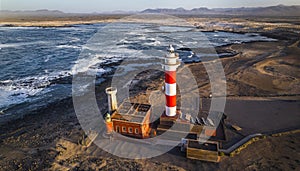 Fuerteventura . Canary island, El Cotilio village. El Toston lighthouse