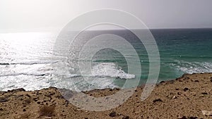 Fuerteventura, Canary islands, beach of black volcanic stone