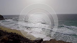 Fuerteventura, Canary islands, beach of black volcanic stone