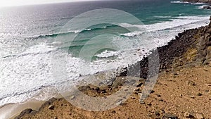 Fuerteventura, Canary islands, beach of black volcanic stone