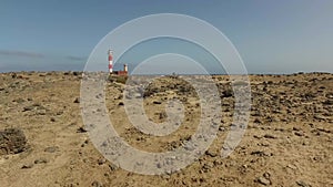 Fuerteventura, Canary Islands: view of the Toston lighthouse, near the fishing village of El Cotillo, September 3, 2016