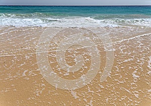 Fuerteventura, Canary Islands, wide sandy Playa del Matorral beach on Jandia peninsula