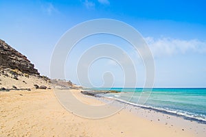 Fuerteventura Jandia sand beach at Atlantic ocean