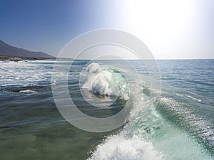 Fuerteventura La Pared beach at Canary Islands aerial view photo