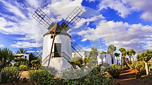 Fuerteventura - traditional windmill in Antigua village. Canary islands photo