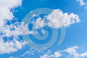 Fuffy clouds on bright blue sky background