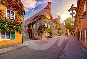 Fuggerei housing complex in Augsburg, Germany