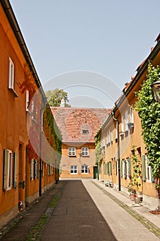 Fuggerei neighbourhood, Augsburg, Bayern, Germany