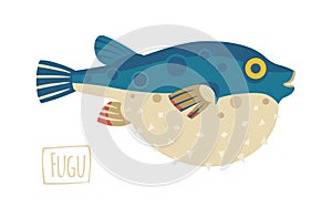 Fugu (pufferfish), cartoon style photo
