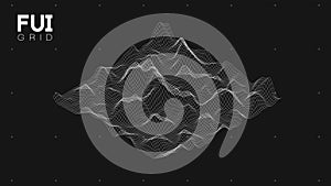 FUI GUI 3D Vector Landscape Scan Grid. Abstract futuristic background. Sci-Fi Hi-Tech design
