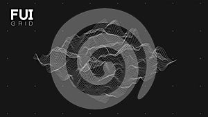 FUI GUI 3D Vector Landscape Scan Grid. Abstract futuristic background. Sci-Fi Hi-Tech design