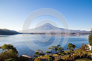 Fuji japan,fuji mountain at kawaguchiko lake snow landscape