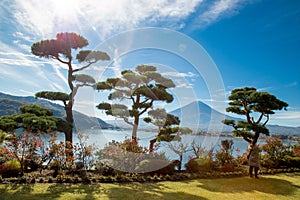 Fuji japan,fuji mountain at kawaguchiko lake snow landscape