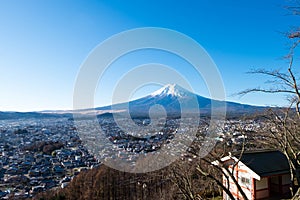 Fuji Mount view from scenic view point at Chureito pagoda