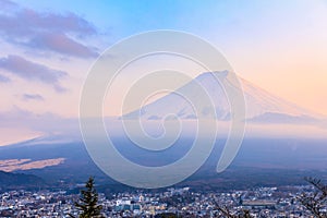 Fuji mountain background and foreground yamanashi city