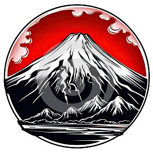 Fuji mountain in black and red