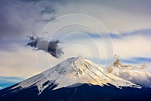 Fuji mountain in cloudy sky, Yamanashi prefecture Japan