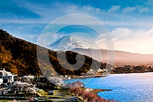 Fuji mountain and Kawaguchiko lake.