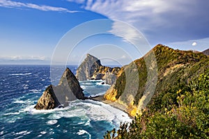 Fuji Mountain and Sengamon Rock at Izu Peninsula, Shizuoka, Japan