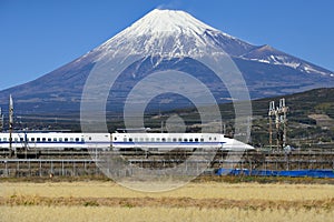 Fuji Mountain and Shinkansen Bullet Train