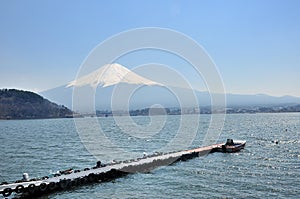 Fuji with Ship dock at Kawaguchi Lake