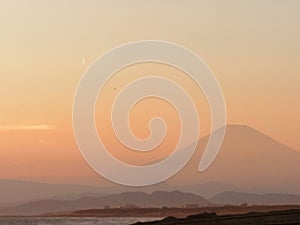 Fuji view from the Beach around Shonan in Japan. Shonan is an area located in a little south of Tokyo.  In summer time, internatio