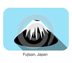 Fujisan, Japan famous landmark flat icon design, Famous scenic spots