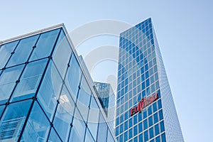 Fujitsu logo at office building Munich Germany