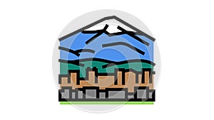 fujiyama mountain color icon animation