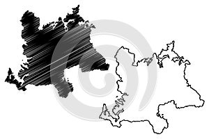 Fukue island Japan, East Asia, Japanese archipelago, Goto Islands map vector illustration, scribble sketch Fukue map