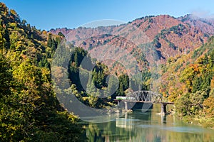 Fukushima Black Bridge Tadami River Japan